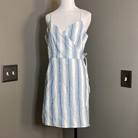 NWT Rag Poets Blue White Striped Canggu Wrap Dress - Picture 12 of 13